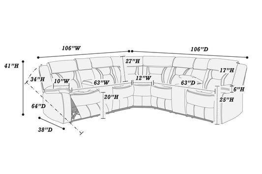 Motion Sectional Sofa (F6650)