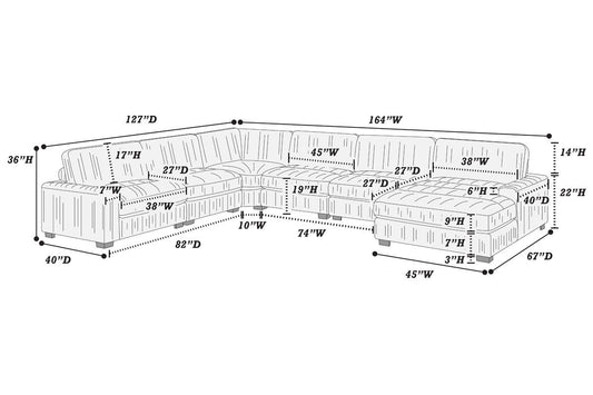 Modular Sectional Sofa Set (163)