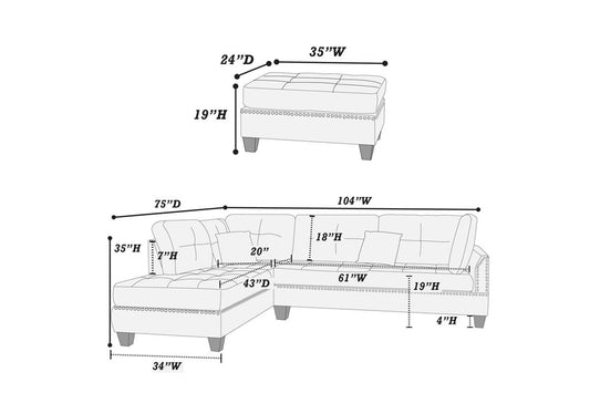 Sectional Sofa with Ottoman (F6973)